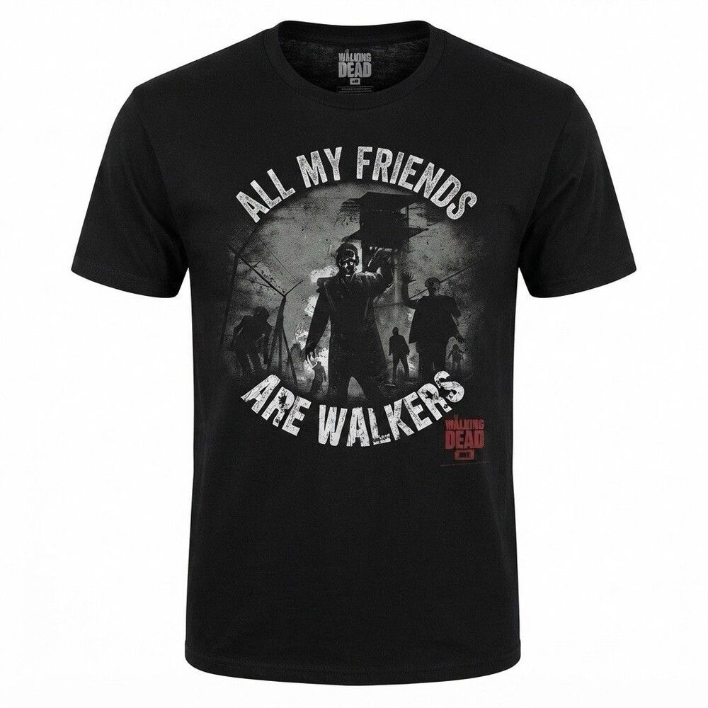The Walking Dead "All My Friends Are Walkers Men's Black Graphic T-Shirt Size XL